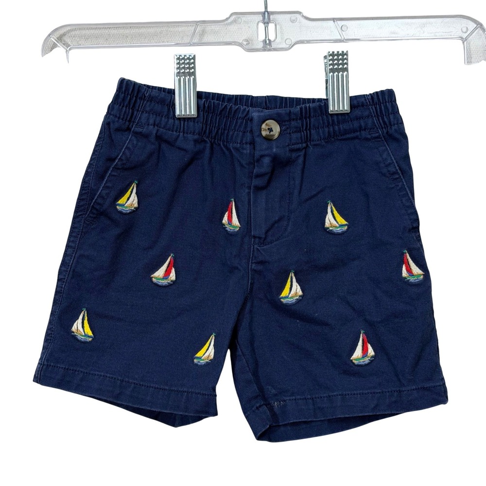 Ralph Lauren Sailboat Shorts Toddler 18M Navy Blue Nautical Preppy Embroidered